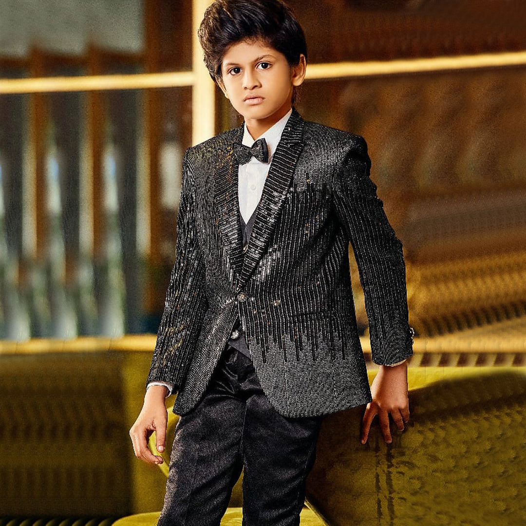 Buy Black Boys Suit with Red Bow Tie – Mumkins