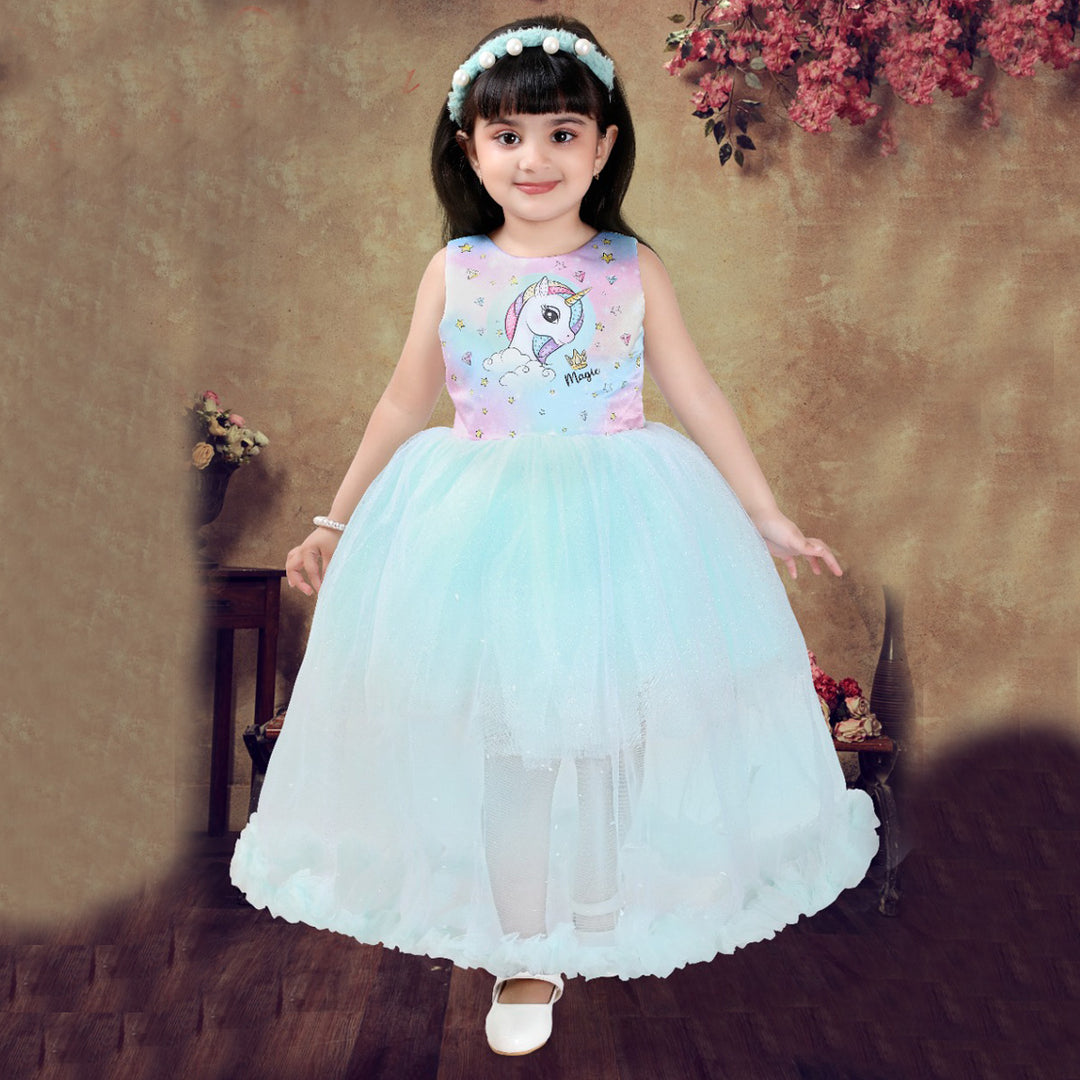 Buy Sea Green Unicorn Party Girls Frock – Mumkins