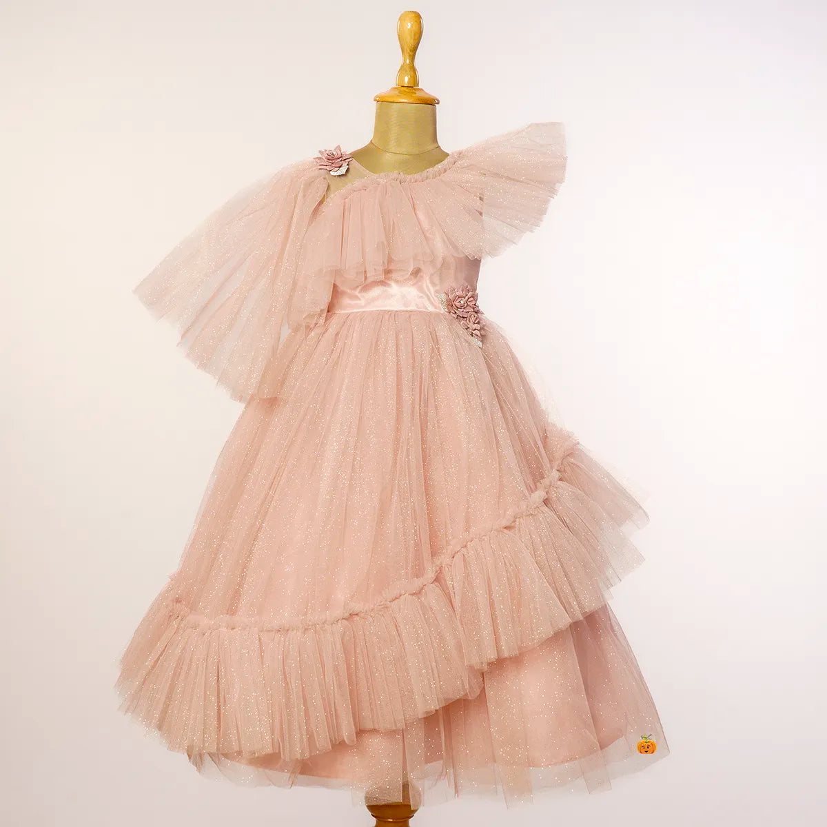 Buy Onion Peplum Glittery Layered Net Girlish Gown – Mumkins Kids Wear