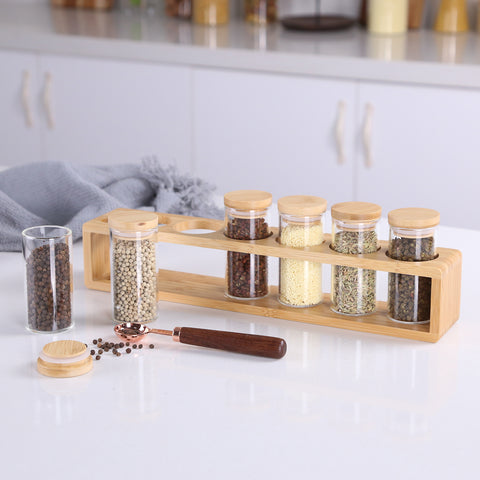 Bamboo Lid Eco Glass Jar with Large Scoop, Kitchen Pantry Organisation