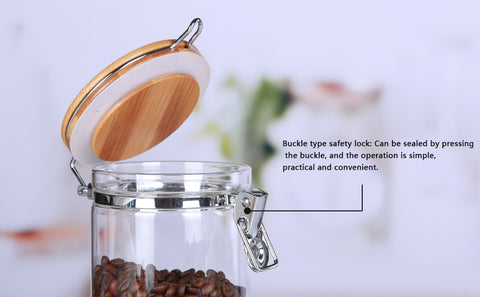 KKC HOME ACCENTS Clear Borosilicate Glass Storage Jars with Airtight  Locking Clamp Lids,Sealed Glass Jars with Airtight Bamboo Lid,Airtight  Brown