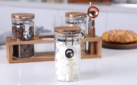 KKC Home Accents Borosilicate Glass Jars with Wood Lids, Tea Container –  kkcger