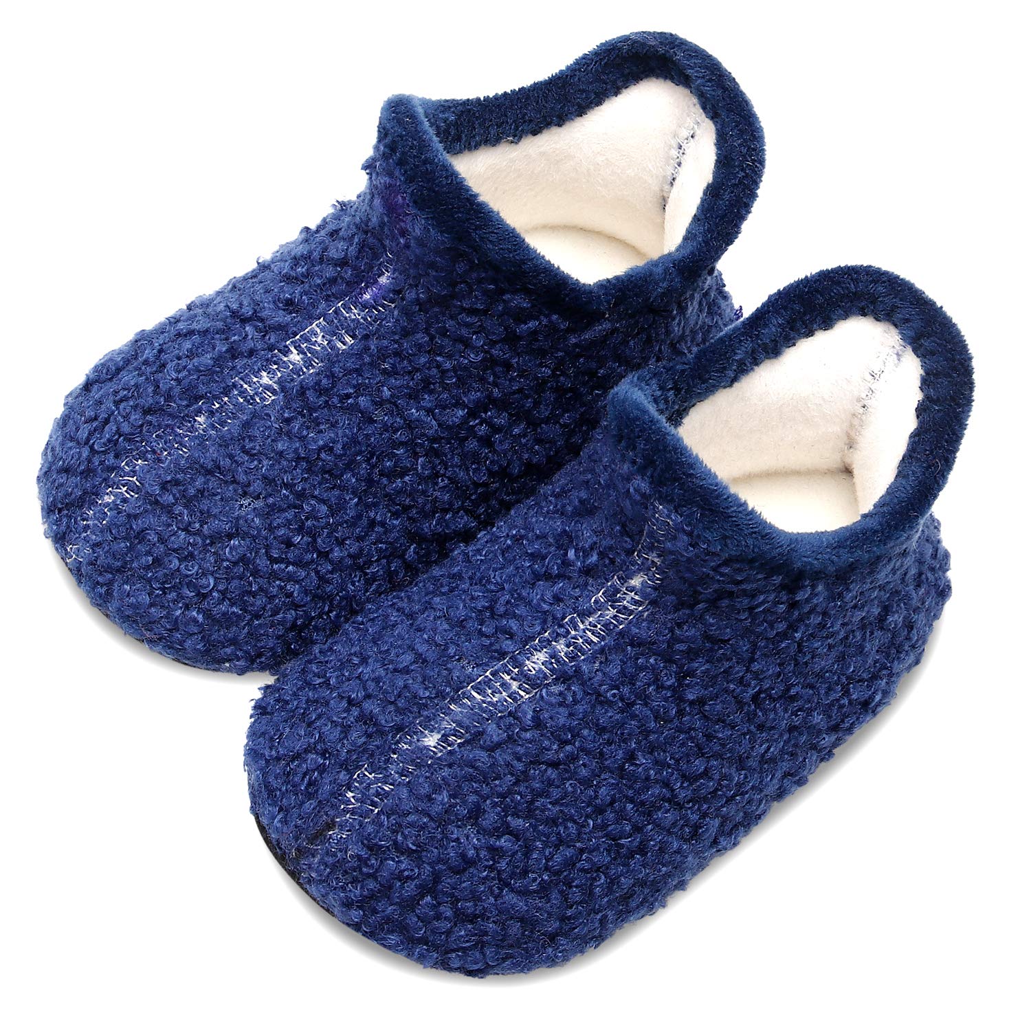 Scurtain Kids Toddler Slippers Socks Artificial Woolen Slippers for Boys Girls Baby with Non-Slip Rubber Sole