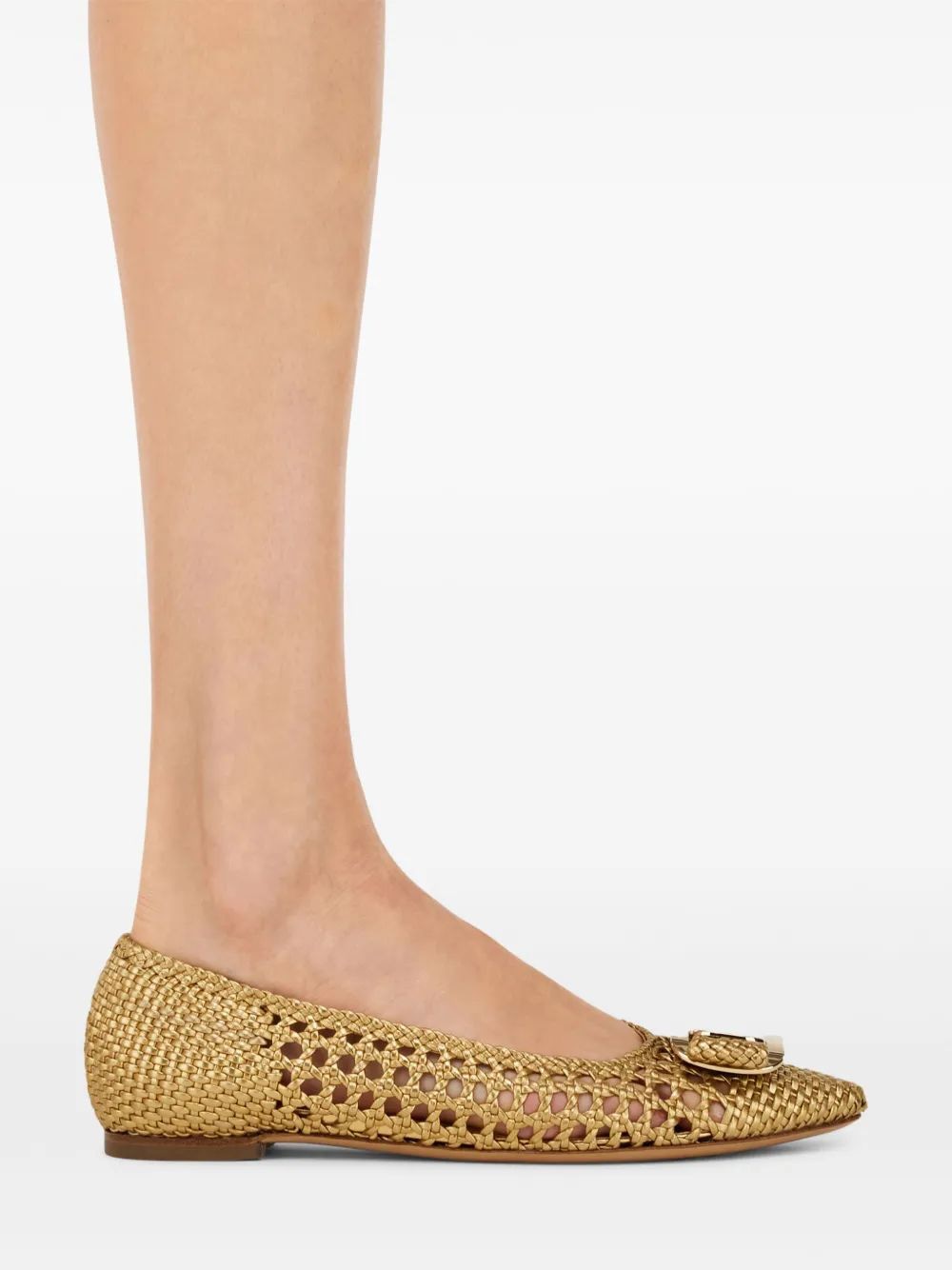 Ferragamo Ballet Flat With New Vara Plate