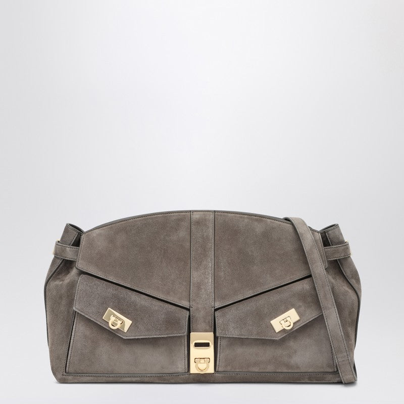 Ferragamo Hug Multipocket L Gray Shoulder Bag