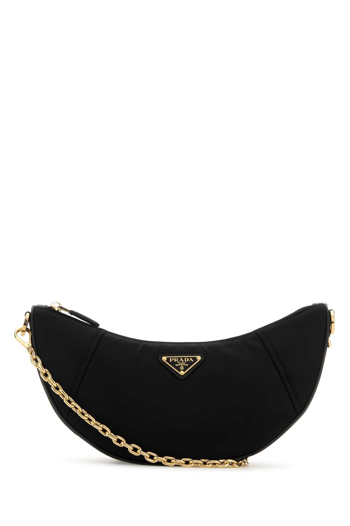 Prada Demi-lune Shoulder Bag Black In Re-nylon Women
