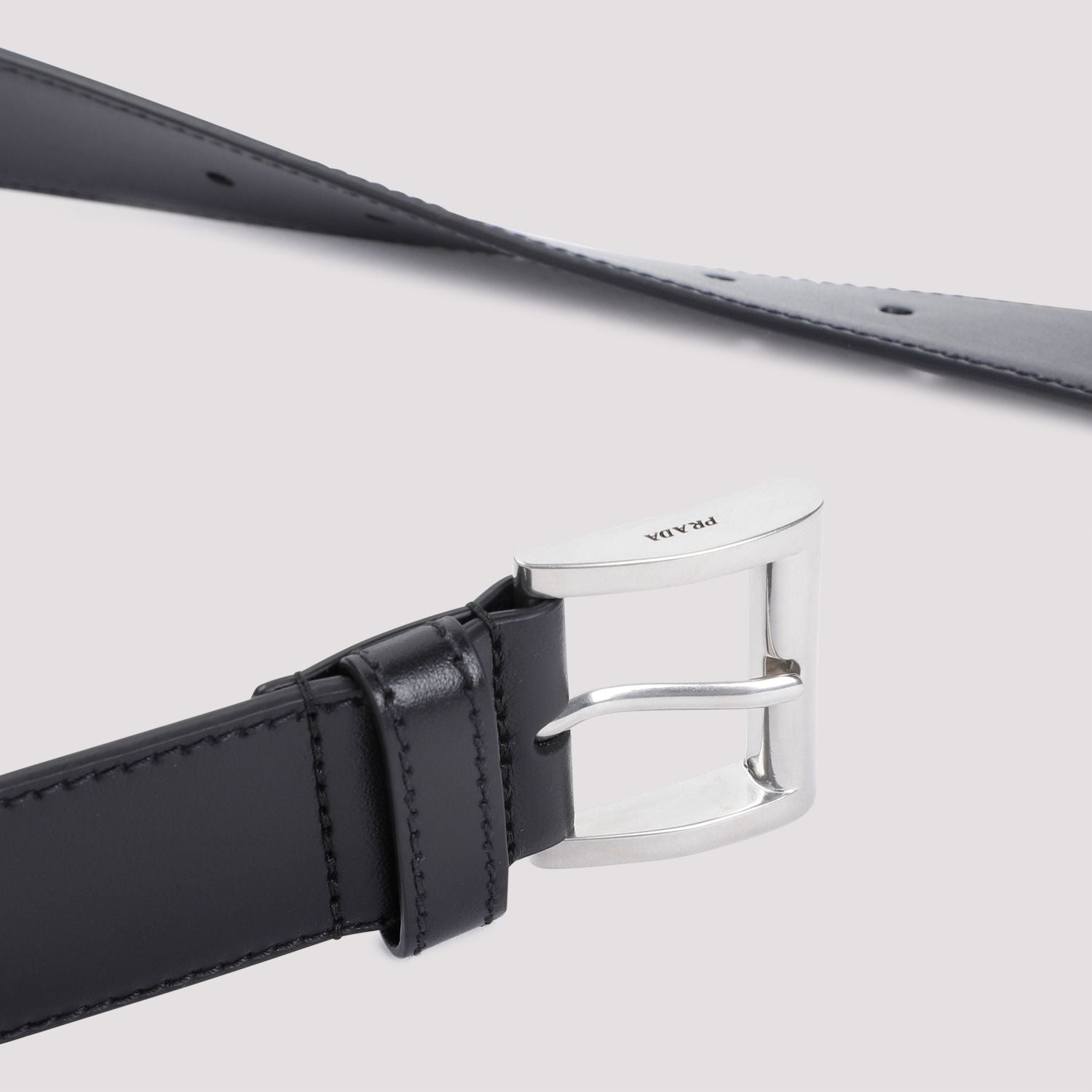 Prada Black Regular Belt With Rectangular Buckle