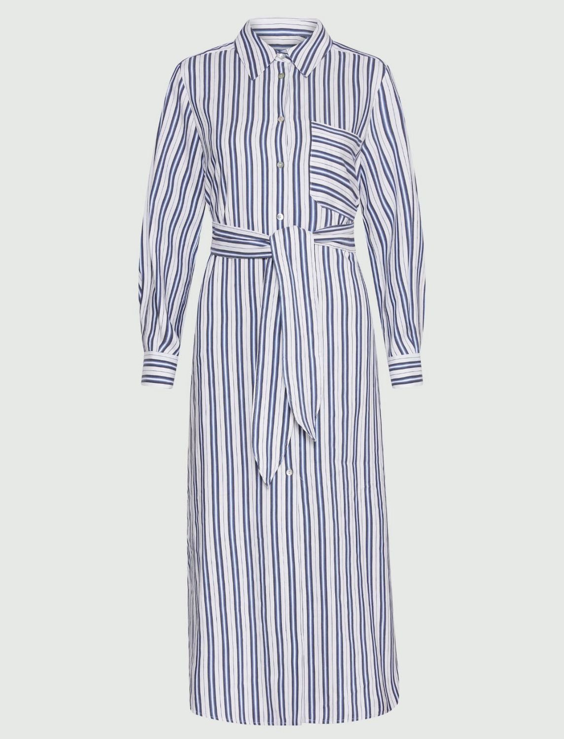 Marella Striped-pattern Belted Shirt-dress In Blue