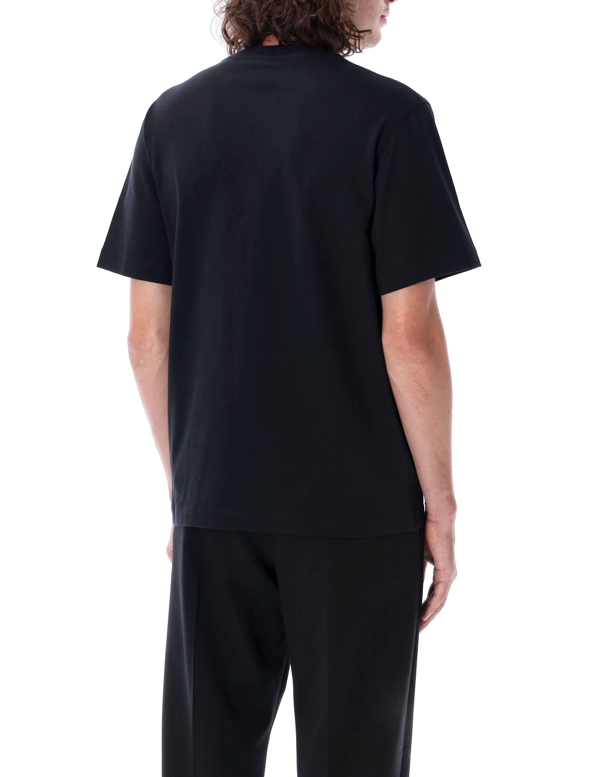 Burberry Black T-shirt With Contrasting Equestrian Knight Print In Cotton Man