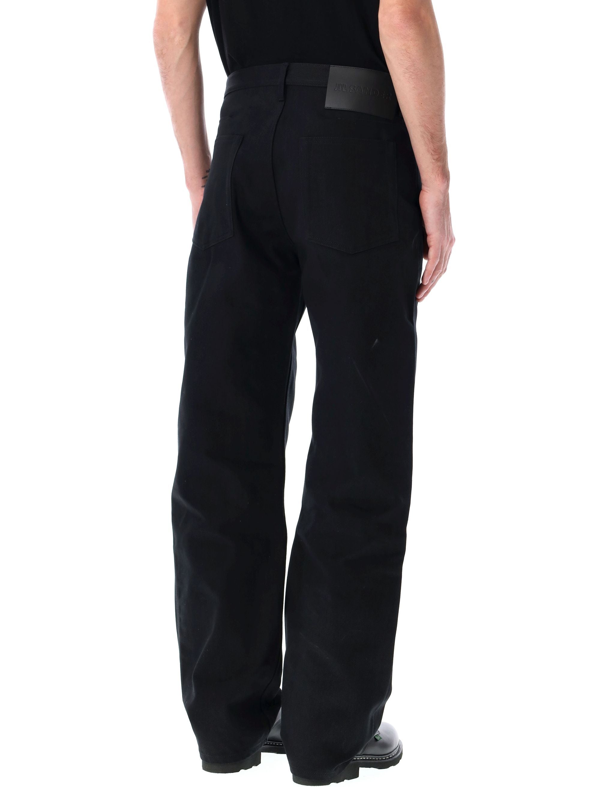 Jil Sander Blue Jeans With Belt Loops And Logo Patch On The Rear In Denim Man