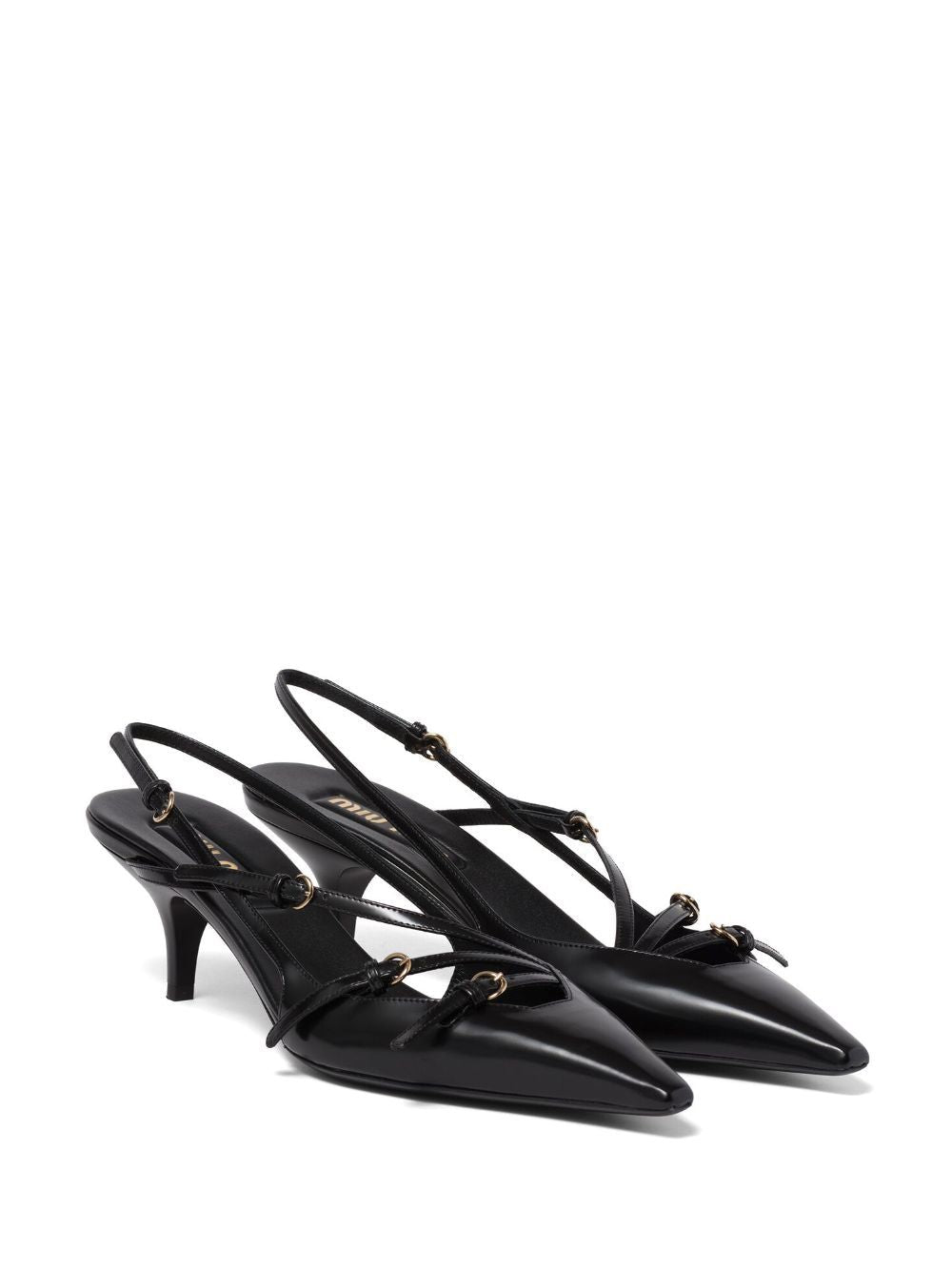 Miu Miu Patent Leather Slingback Pumps With Straps