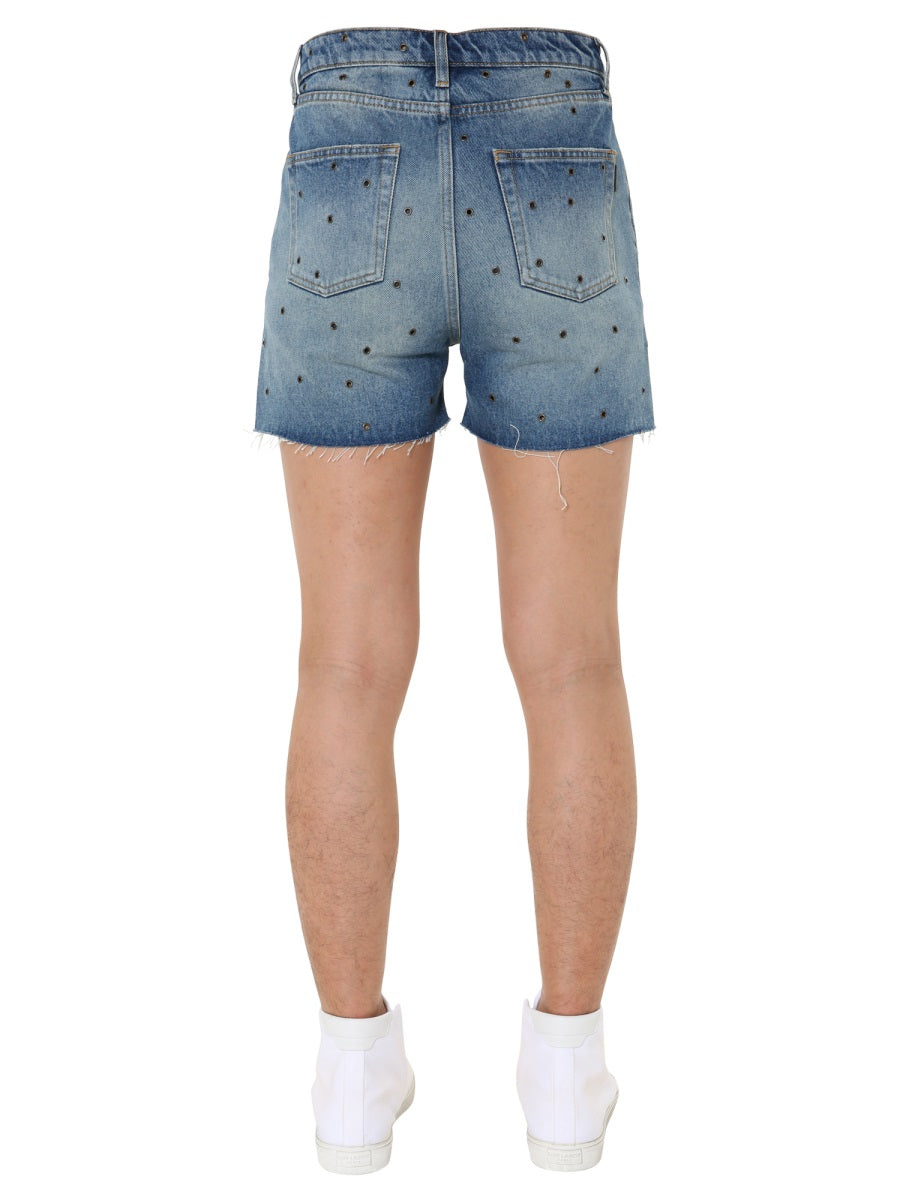 Saint Laurent Studded Denim Shorts