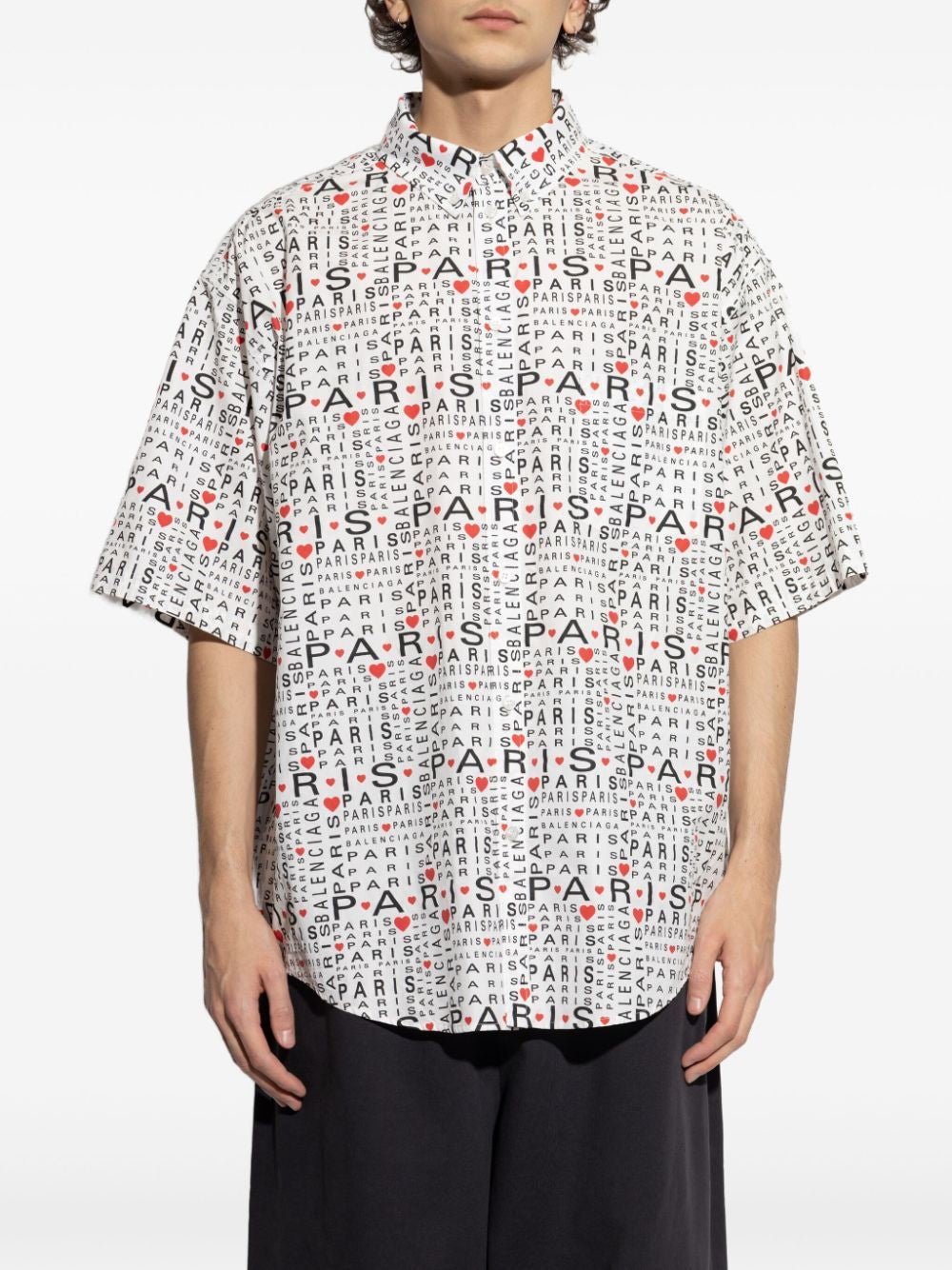 Balenciaga Printed Short Sleeve Shirt With Button-down Collar
