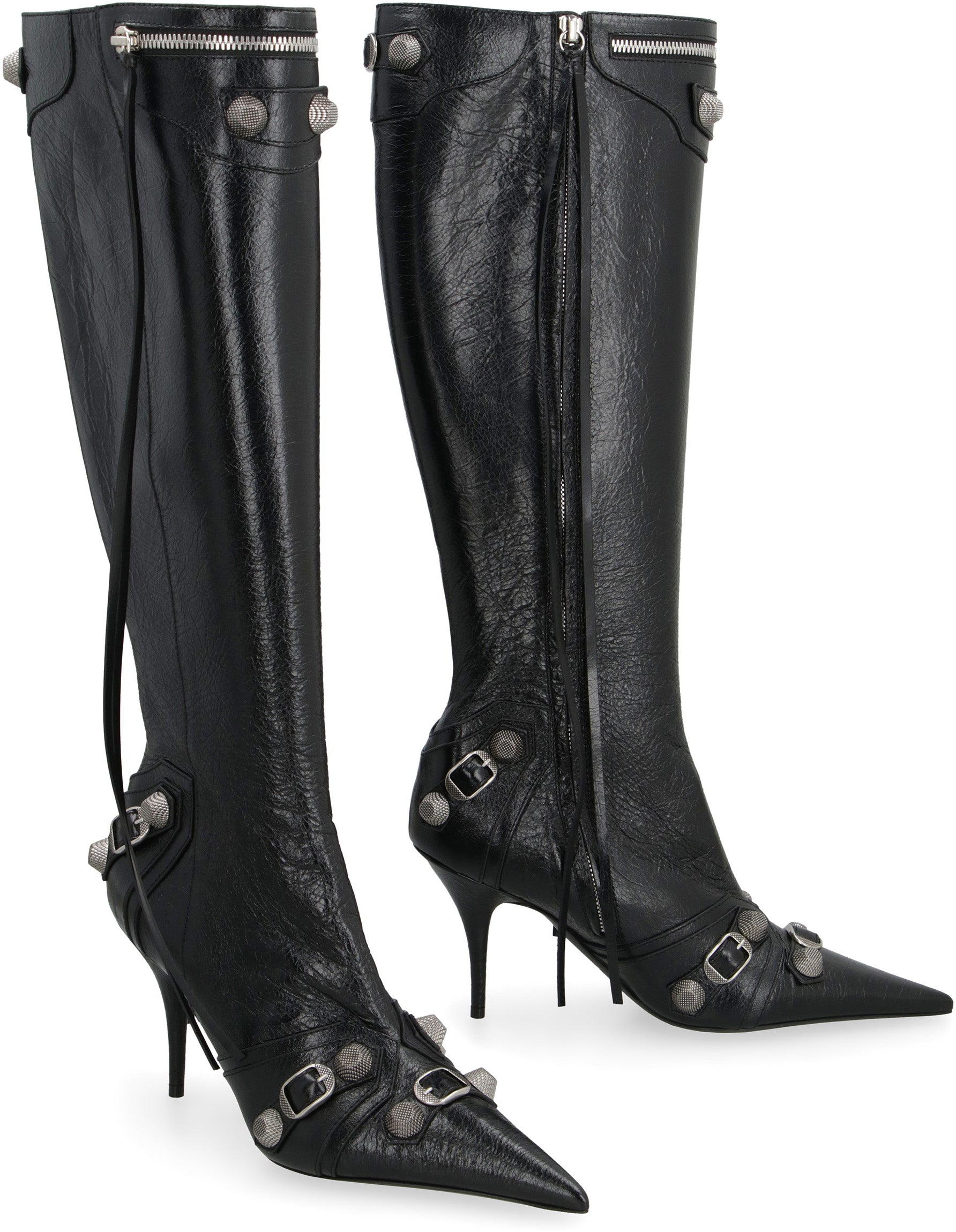 Balenciaga Cagole Leather Pointy-toe Boots