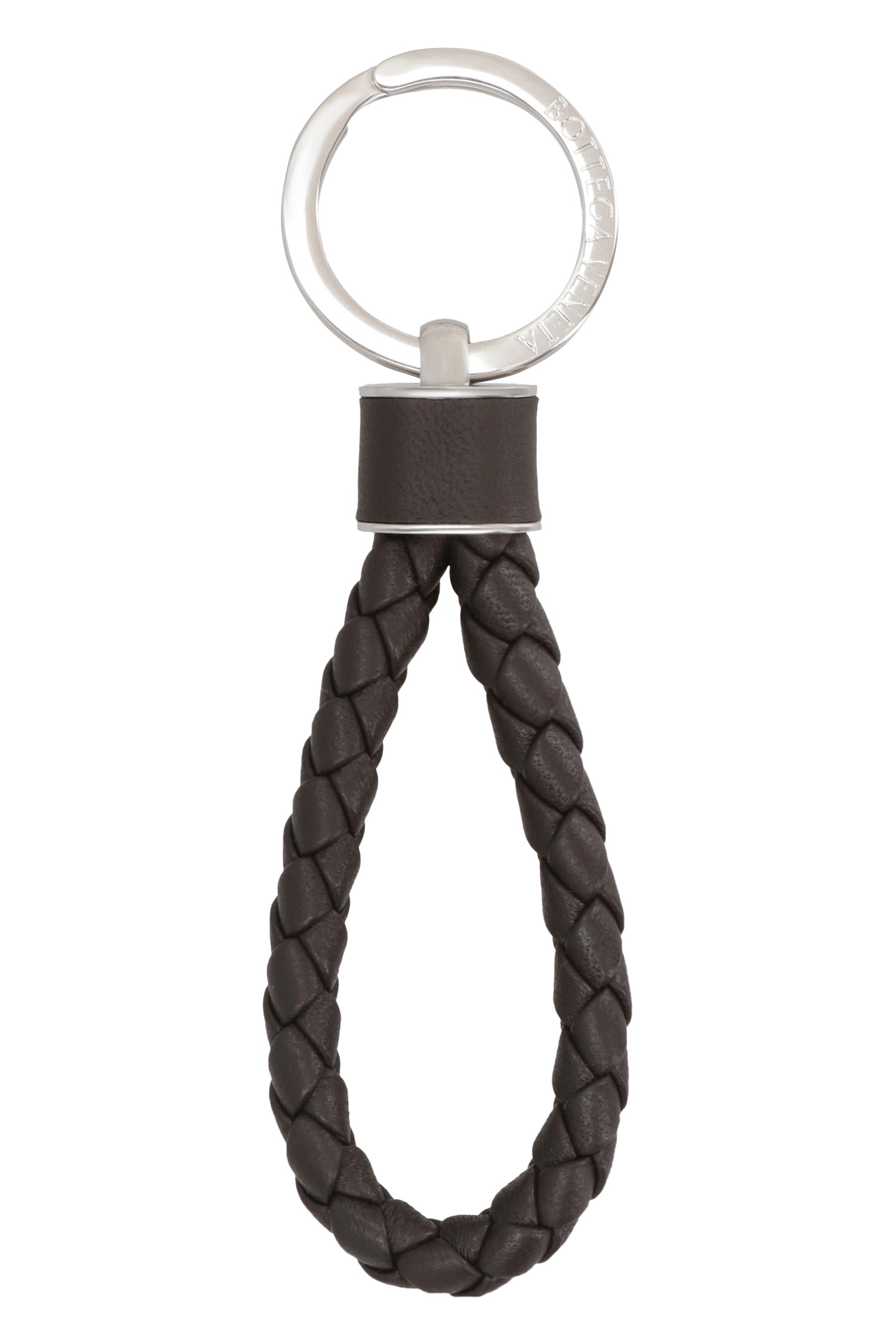 Bottega Veneta Intrecciato Leather Keyring In Black