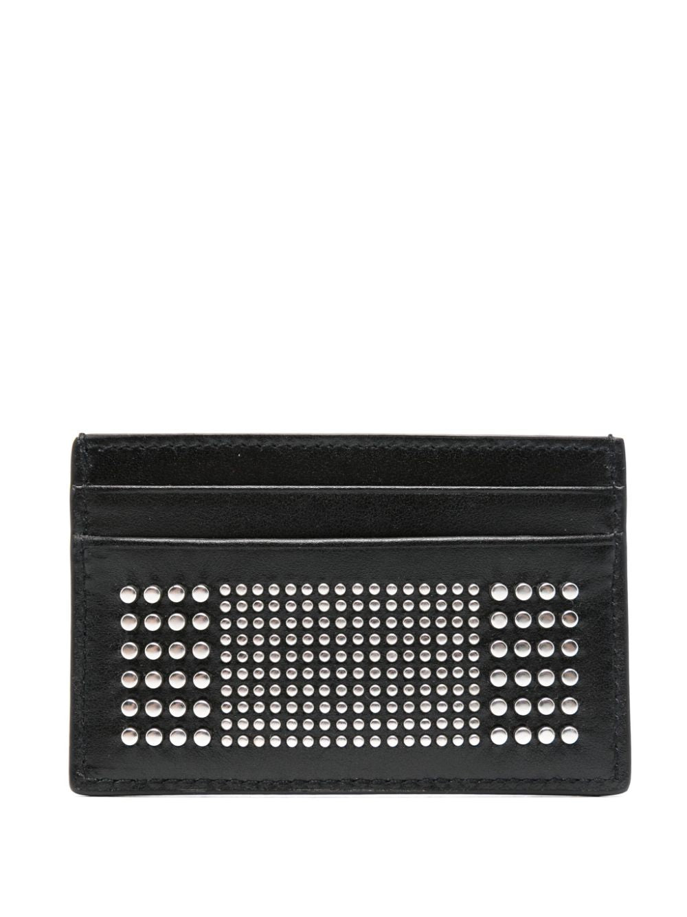 Alexander Mcqueen Black Card-holder With Silver-finished Studs In Leather Man