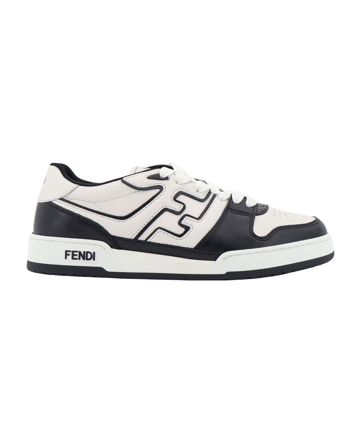 Fendi  Match Low Sneaker In Black/White Leather
