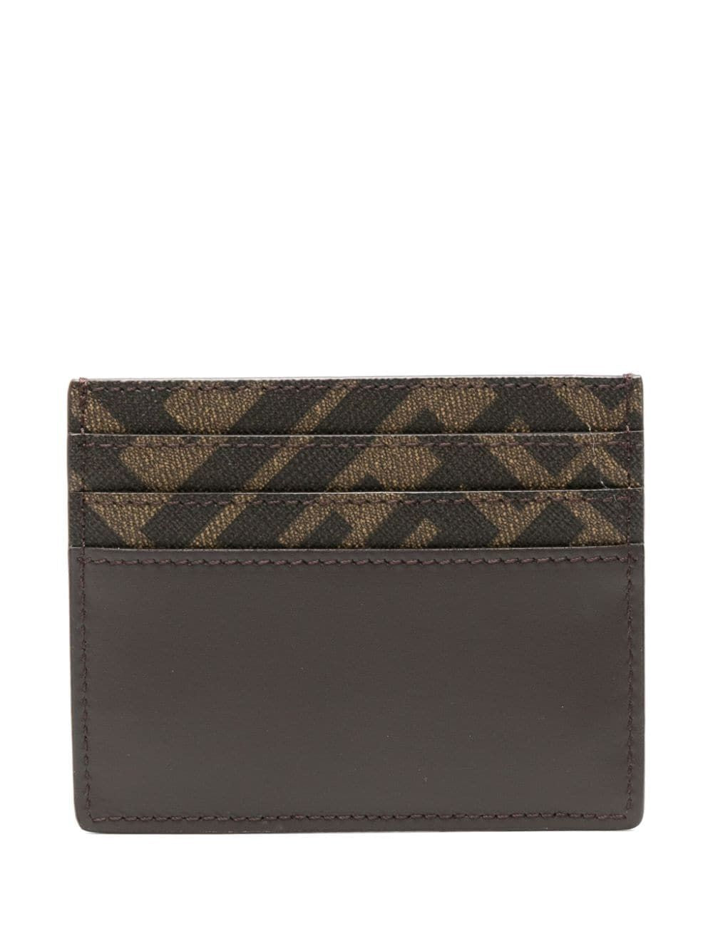 Fendi Brown Card-holder With Squared Ff Motif In Leather And Ff Canvas Man In Brown