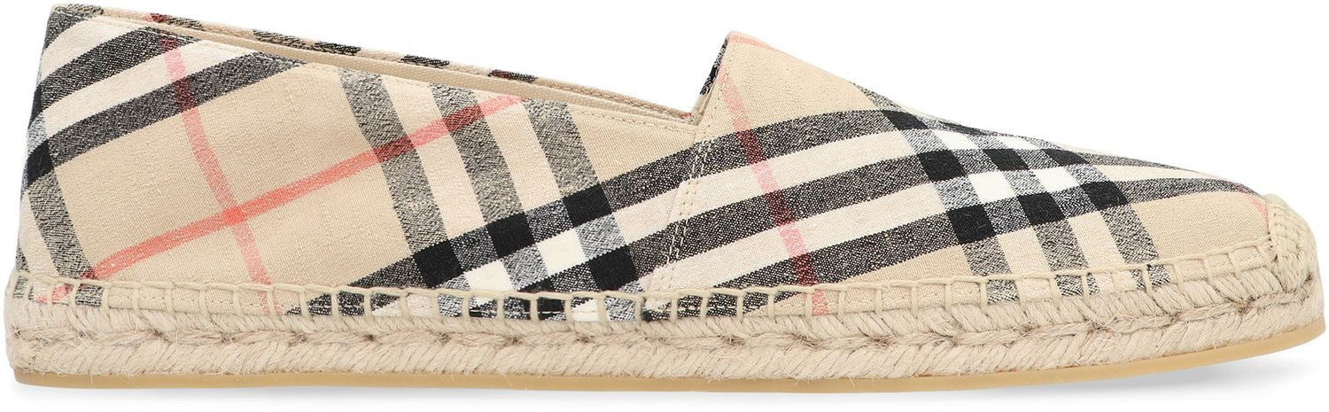 Burberry Check Pattern Canvas Round Toe Espadrilles