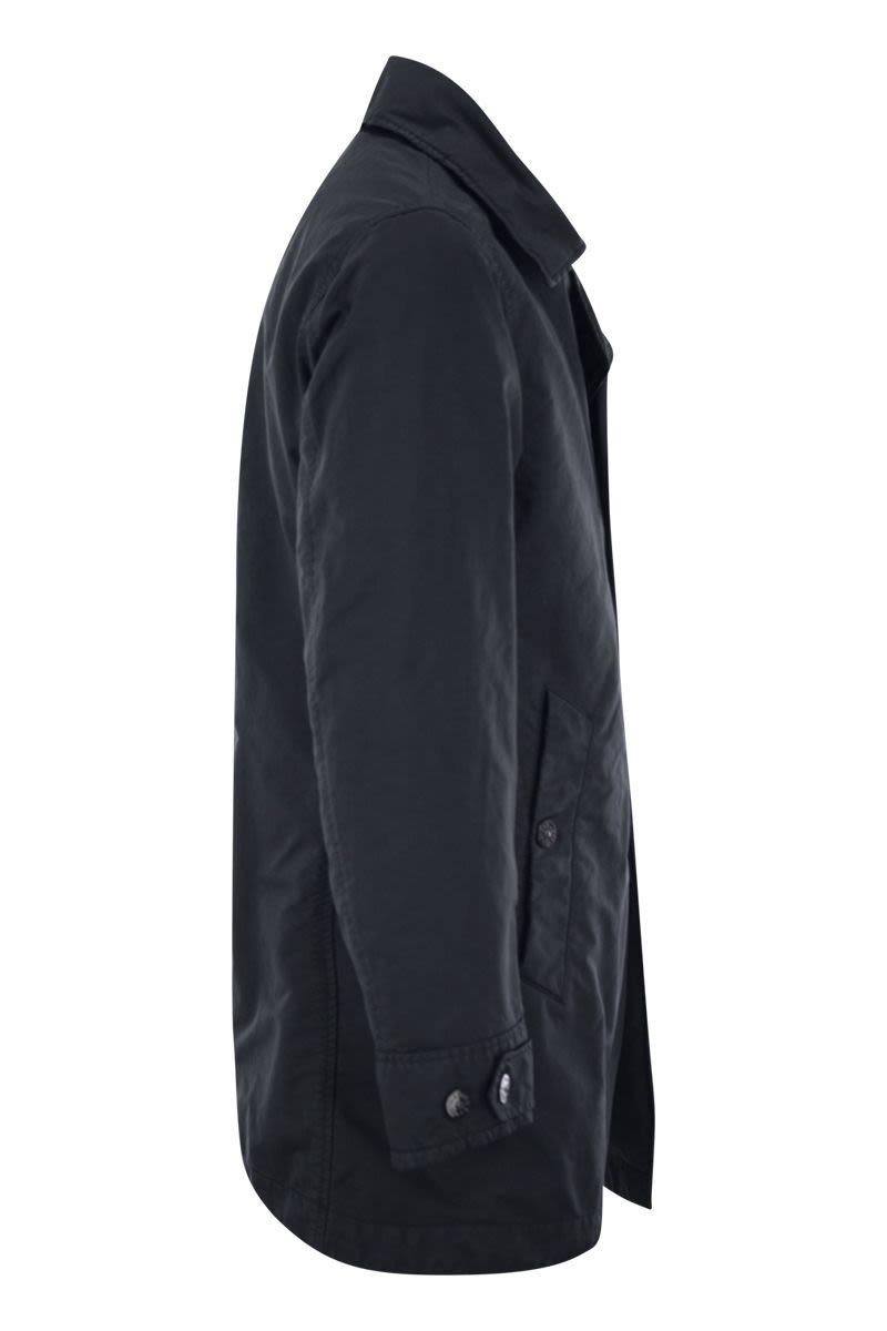 Stone Island Men Short Trench Coat With Anti-drip Treatment