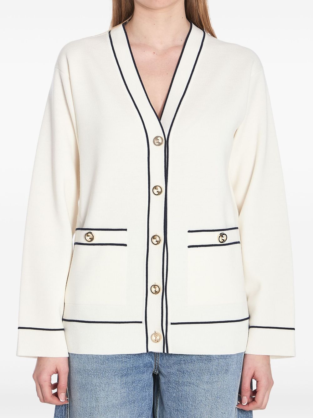Gucci Incrocio Gg Ribbed-knit Cardigan