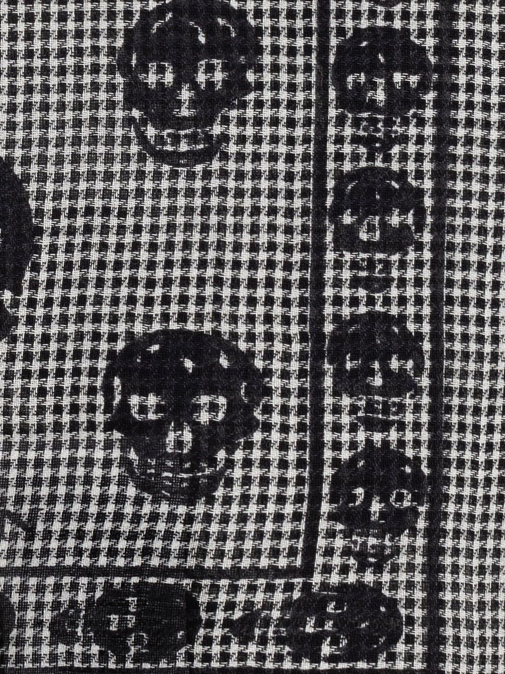 Alexander Mcqueen Houndstooth Skull Printed Frayed-edeg Scarf