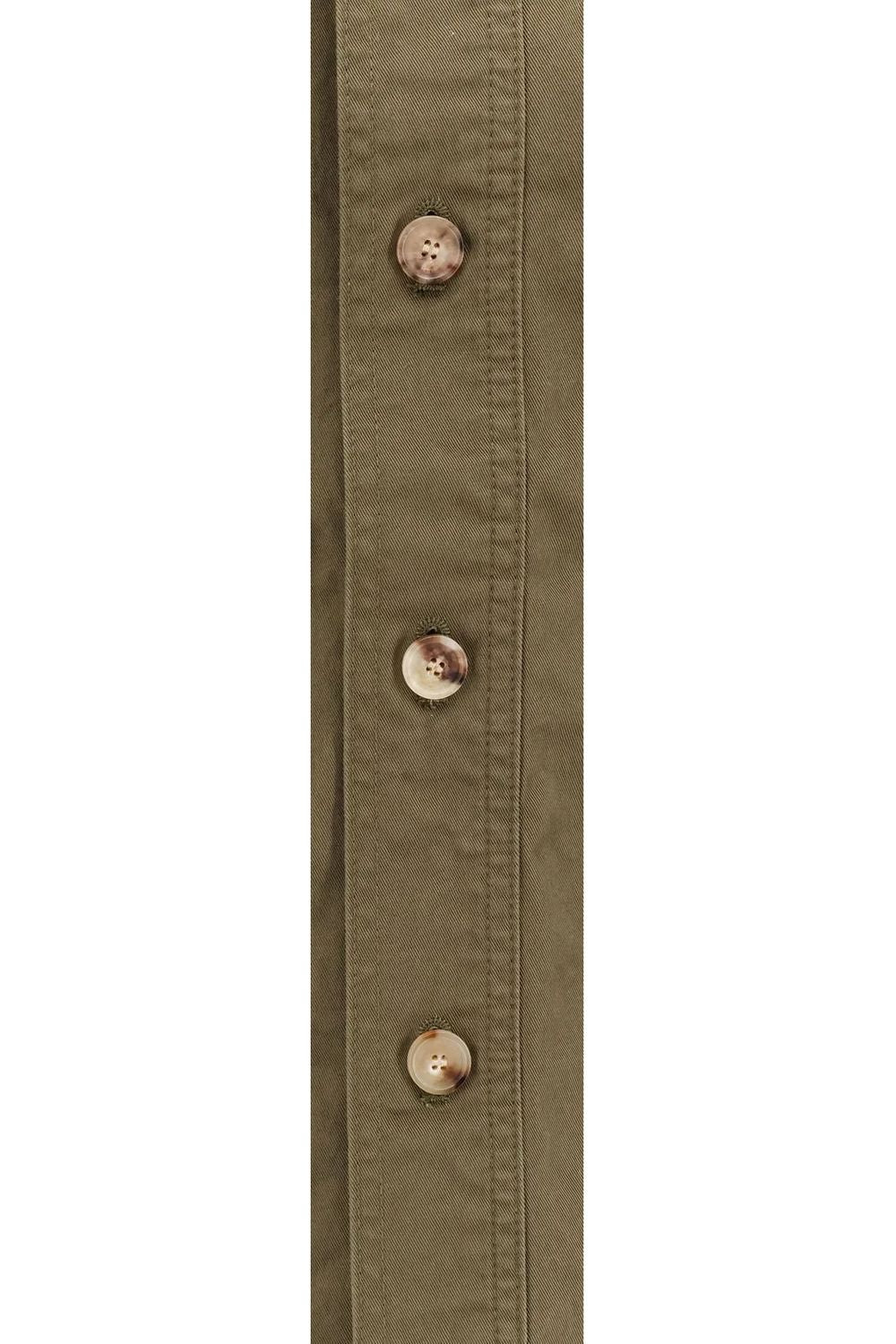 Saint Laurent Green Jacket With Pockets On The Front In Cotton Man