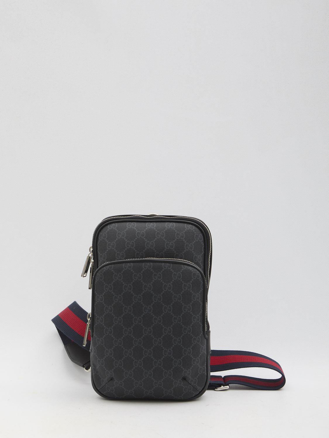 Gucci Gg Supreme Leather Crossbody Bag In Black