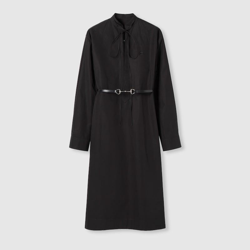 Gucci Cotton Poplin Dress With Horsebit Belt