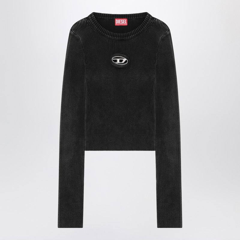 Diesel M-anchor-a Cropped Denim Sweatshirt With Cut-out Detail