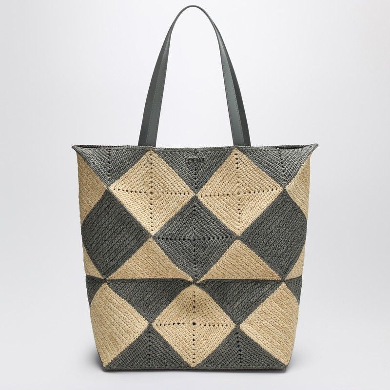 Loewe Puzzle Fold Diamond Xl Tote In Raffia