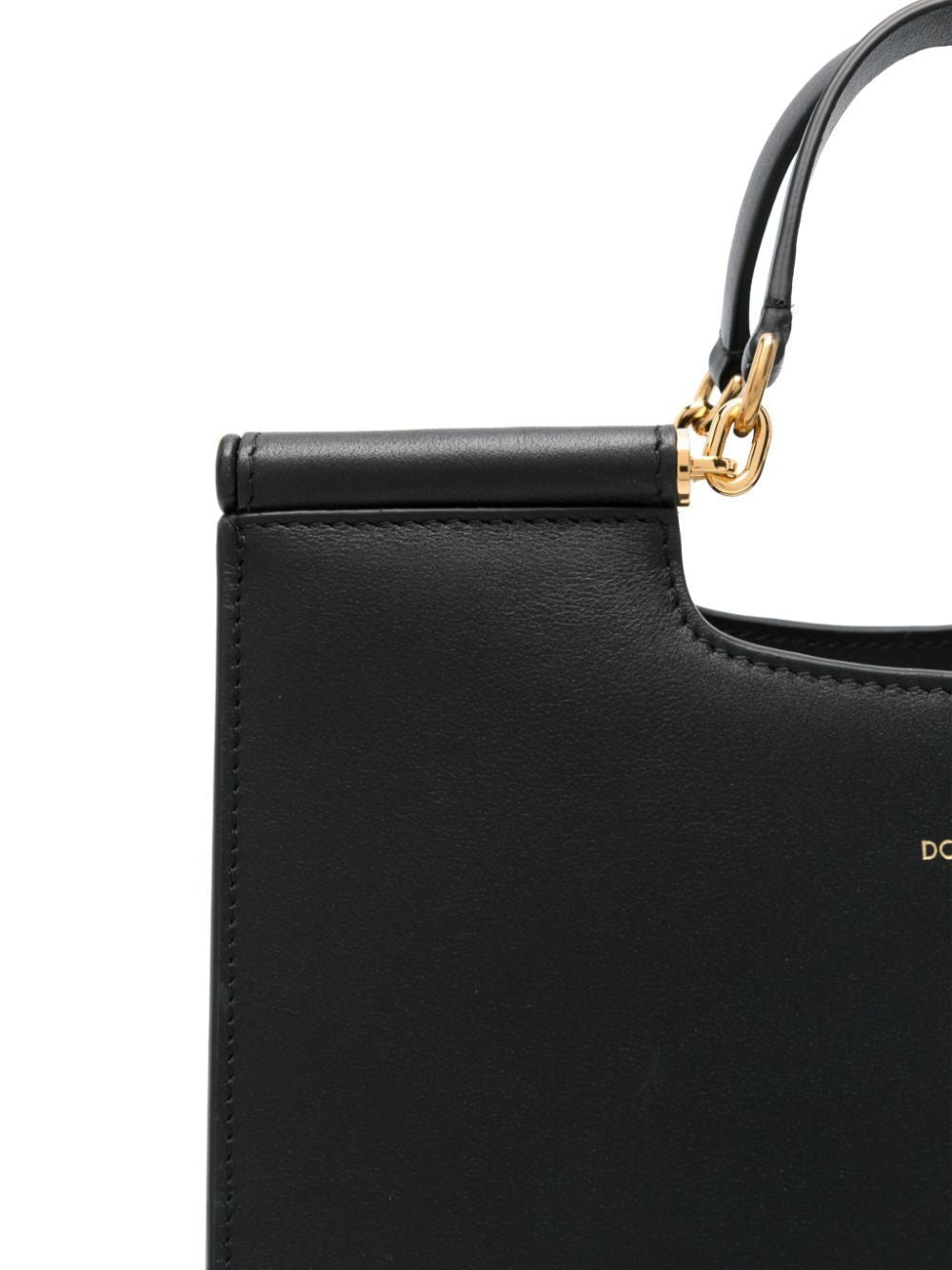 Dolce & Gabbana Black Calfskin Tote Bag With Adjustable Shoulder Strap