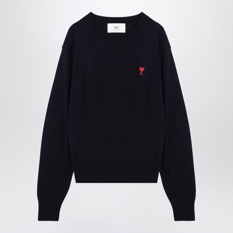 Ami Alexandre Mattiussi Black Crewneck Sweatshirt With Adc Embroidery In Cotton Blend Man