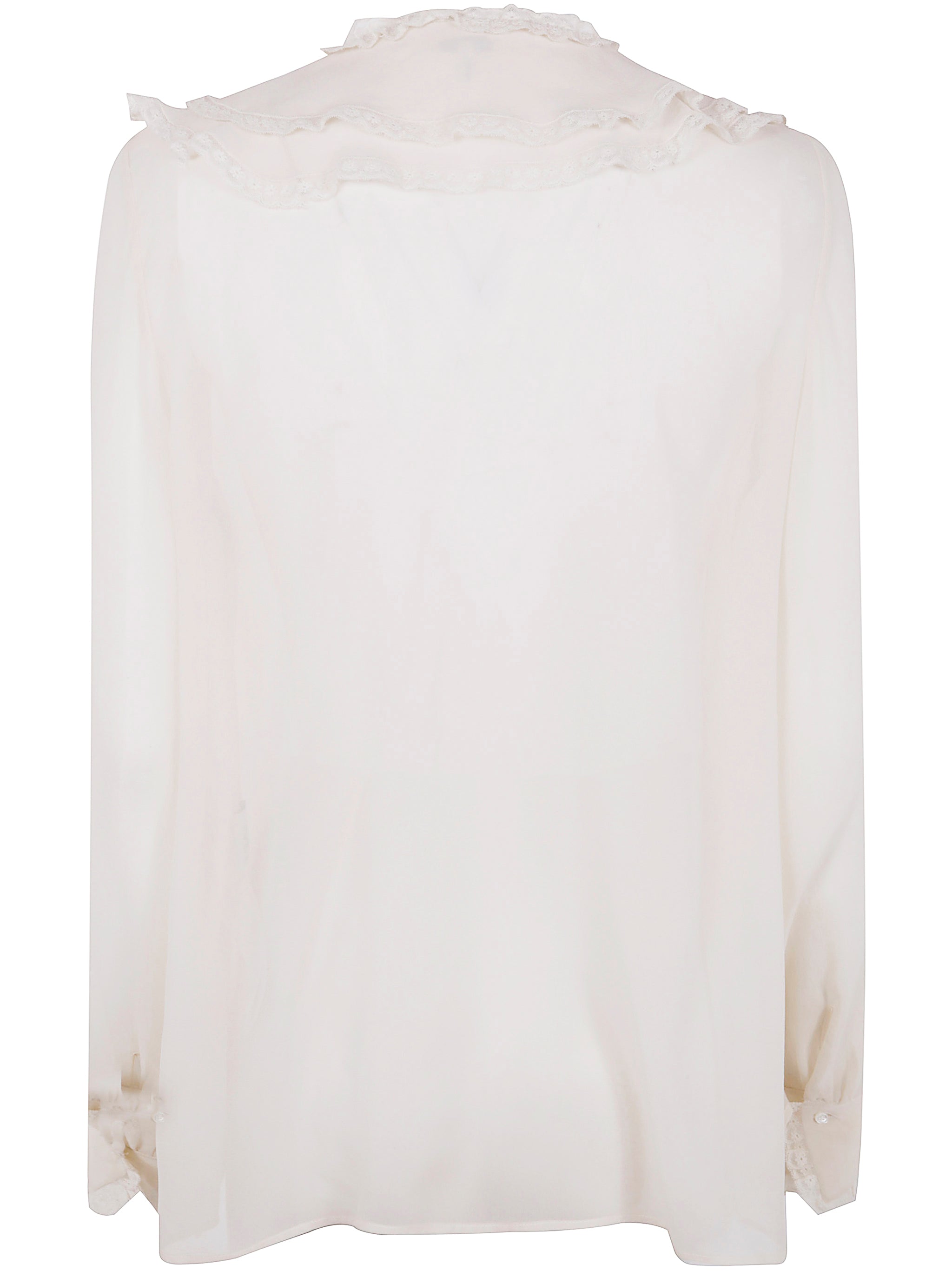 Chloé Lace-trimmed Ruffled Silk Blouse