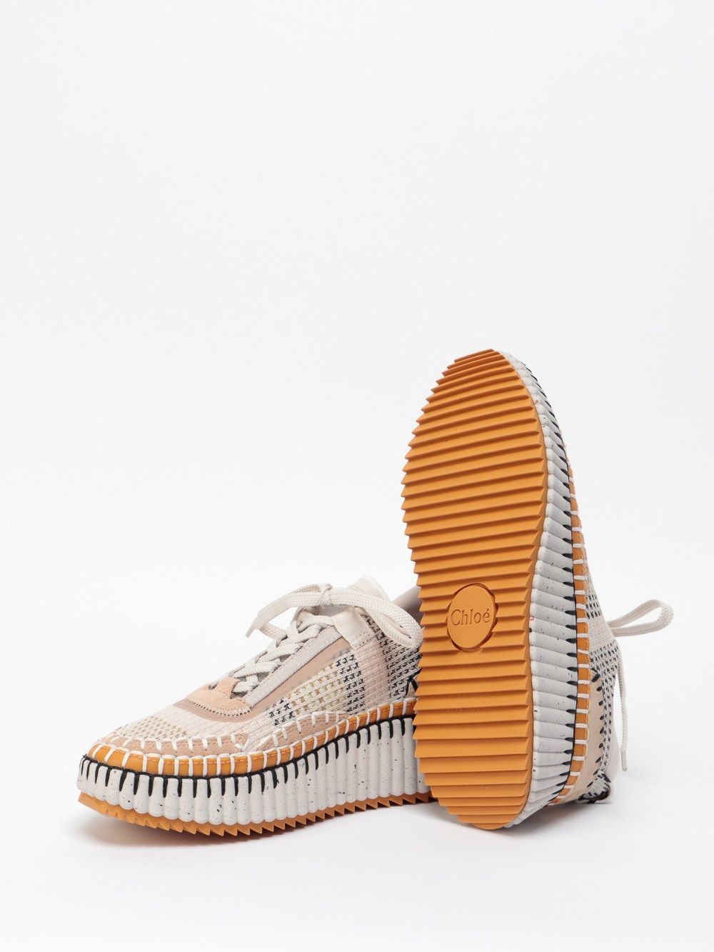 Chloé Nama Embroidered Suede And Recycled-mesh Sneakers