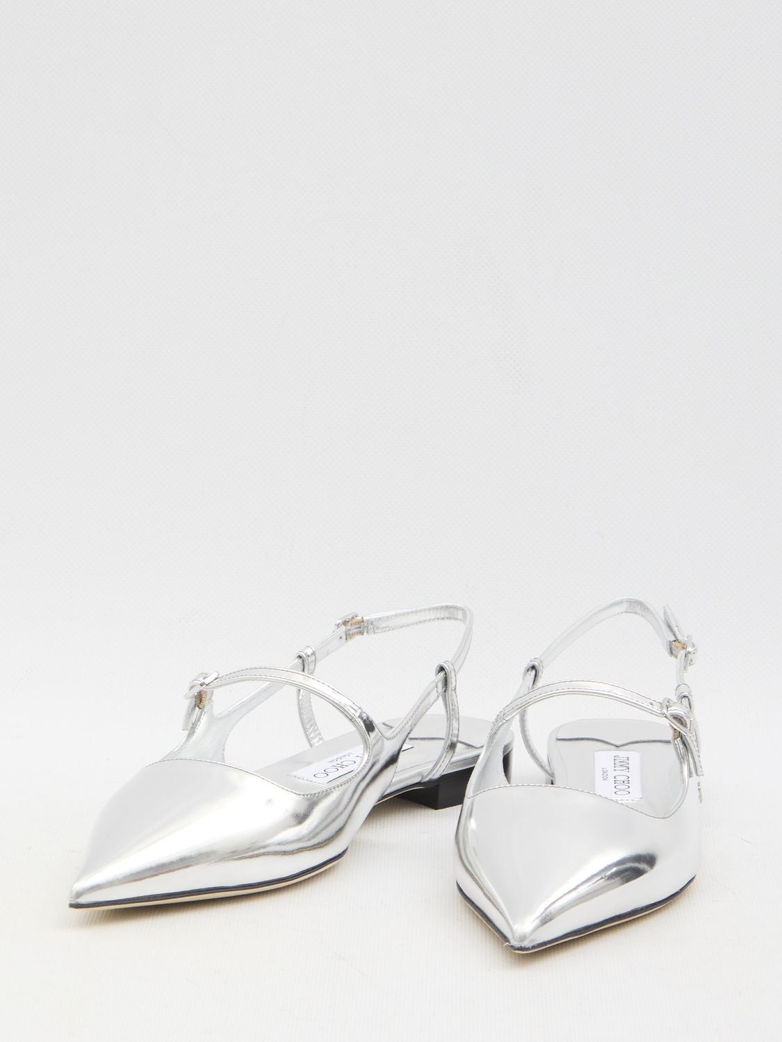 Jimmy Choo Pointed Toe Metallic Leather Sling Back Ballerina