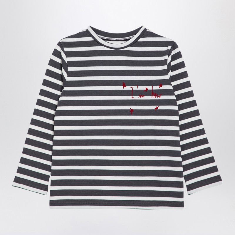 Douuod Grey/white Striped Cotton Jersey