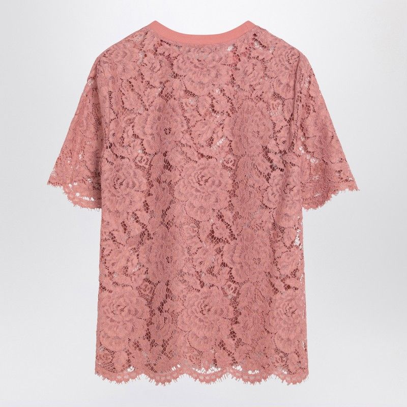 Dolce & Gabbana Dolce&gabbana Pink Lace T Shirt