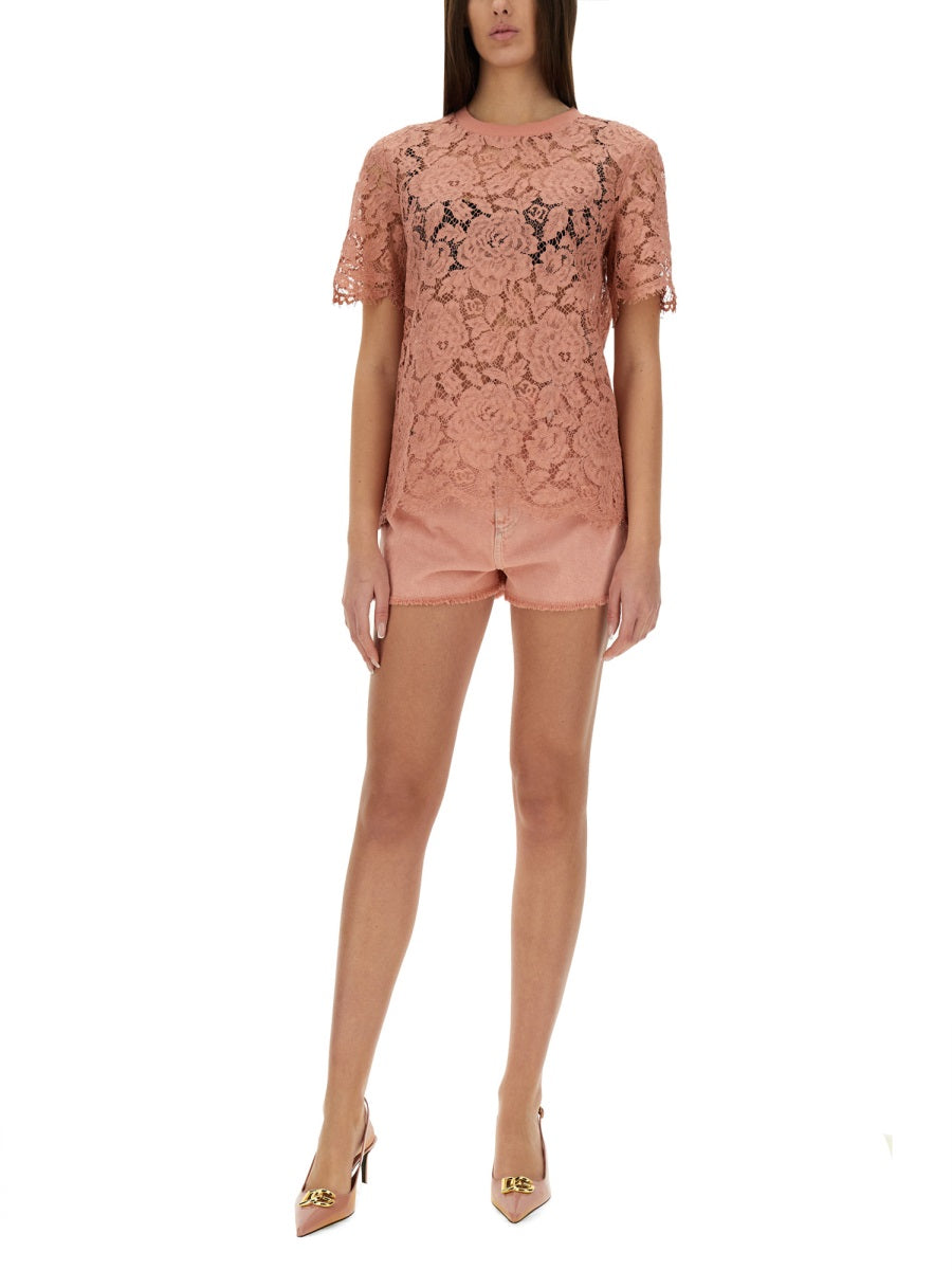 Dolce & Gabbana Dolce&gabbana Pink Lace T Shirt