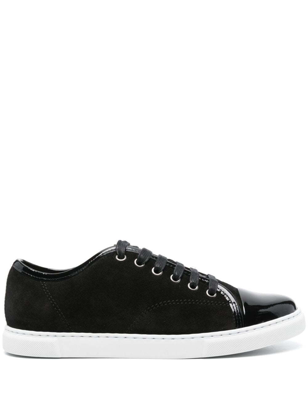 Lanvin Calf Suede Sneakers Metal Eyelet In Black