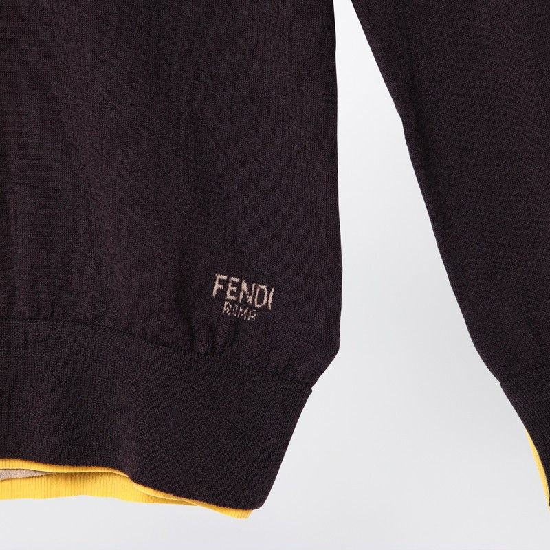 Fendi Aubergine Wool Round Neck Sweater For Women