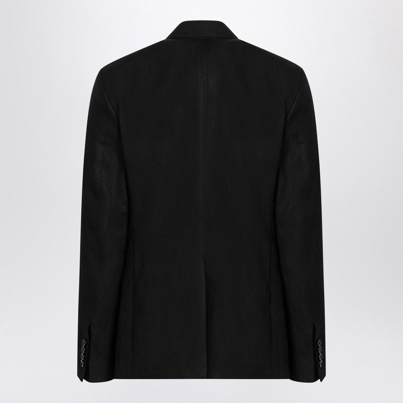 Dolce & Gabbana Single-breasted Linen Fabric Jacket In Black