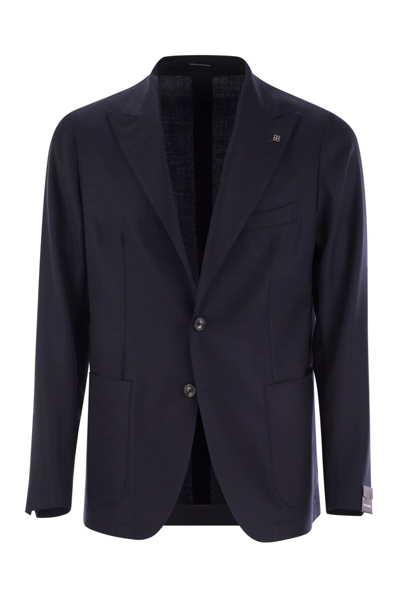 Tagliatore Montecarlo Blue Single-breasted Jacket With Notched Revers In Silk Man