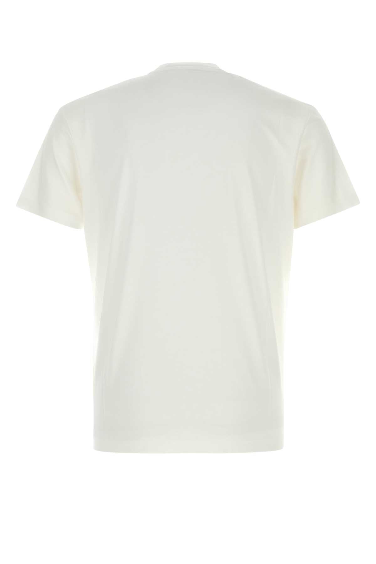 Tom Ford White Crewneck T-shirt With Tf Embroidery In Lyocell And Cotton Blend Man