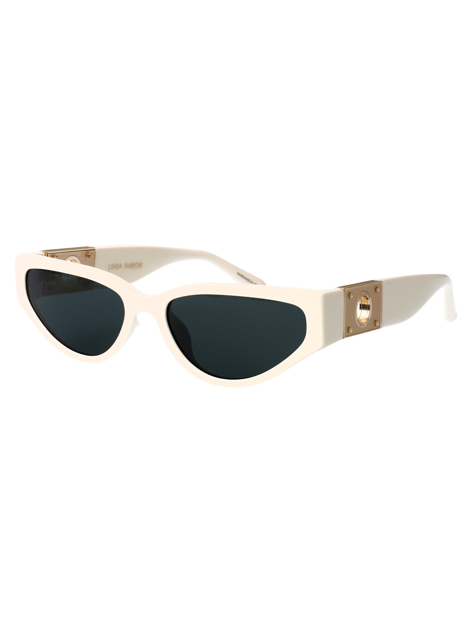 Linda Farrow White/yellowgold/mattyellowgold/deepgreen Acetate Sunglasses