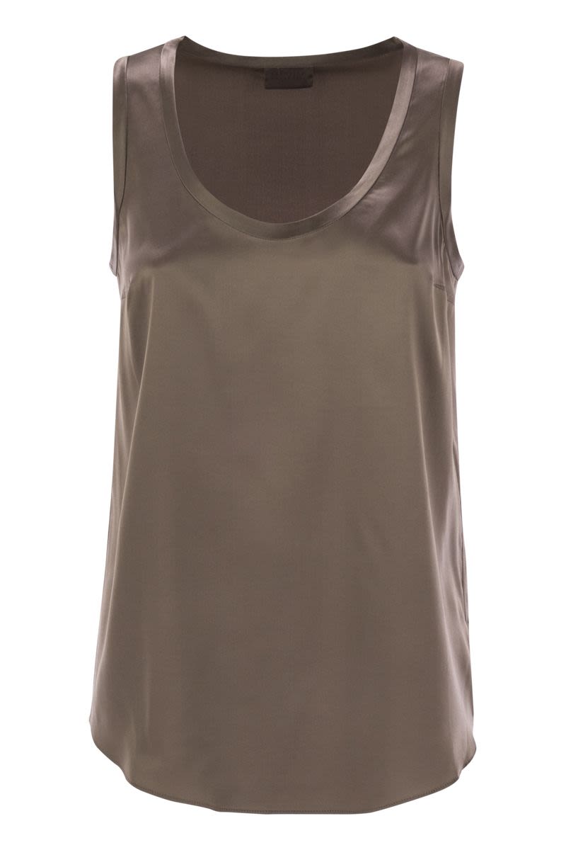 Brunello Cucinelli Stretch Silk Satin Top