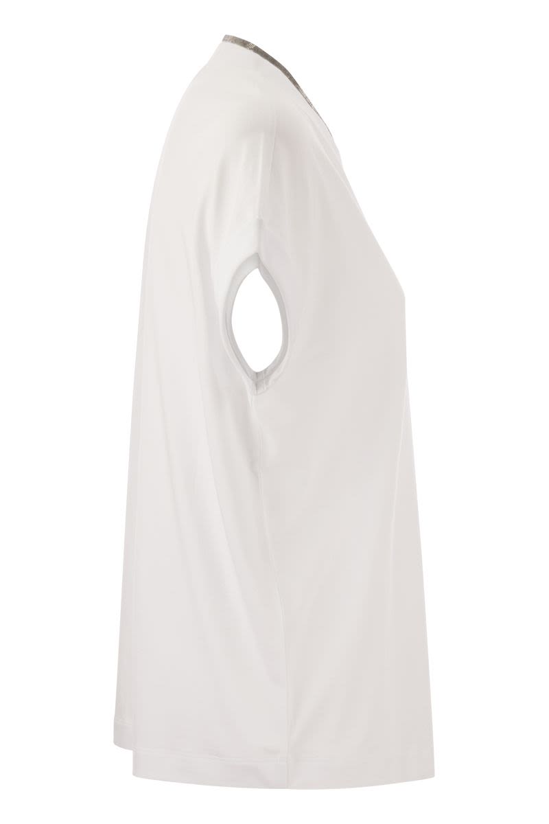 Brunello Cucinelli Monili Embellished V-neck T-shirt