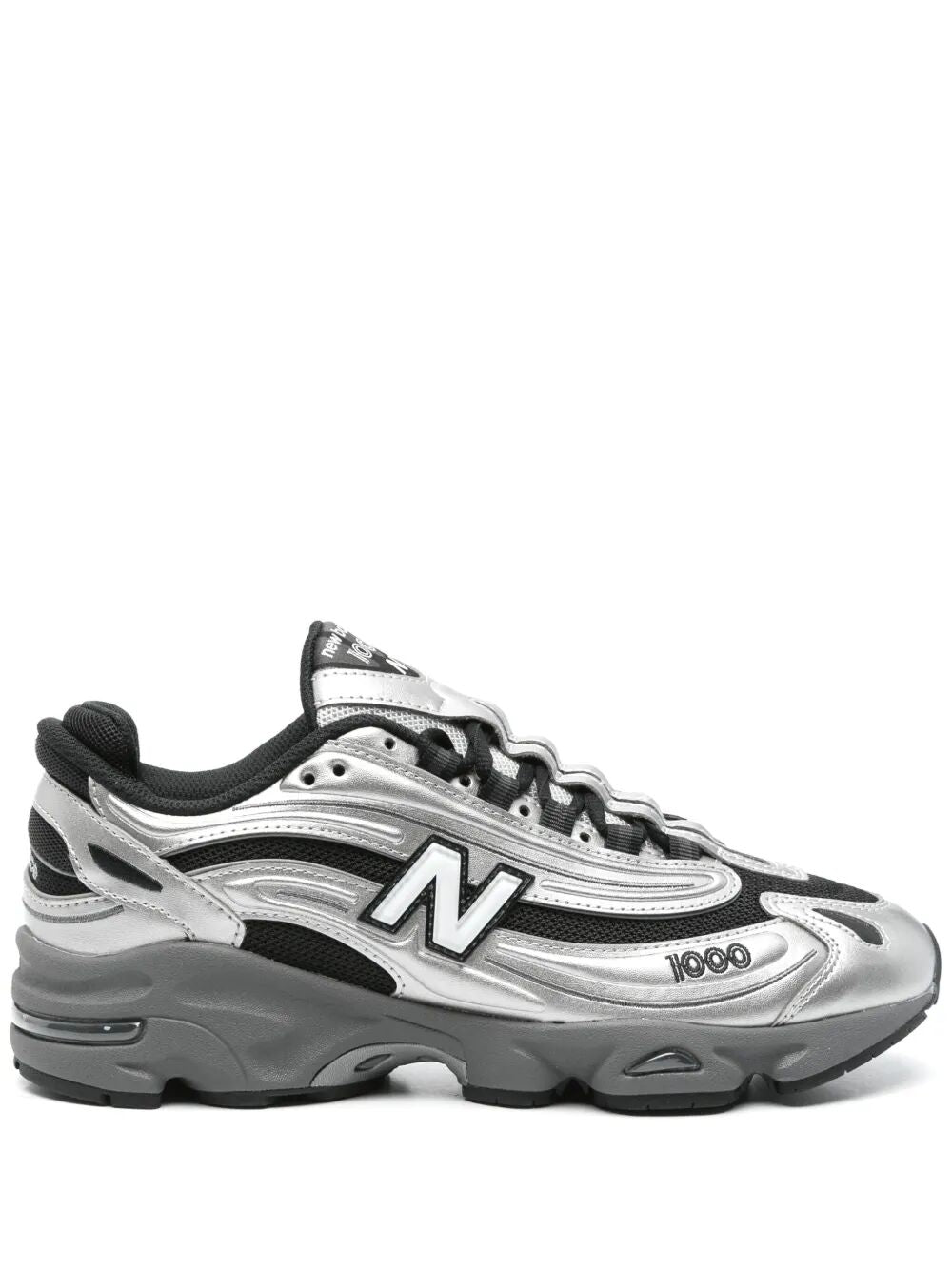 New Balance Mens Silver Metallic Green 1000 Metallic Mixed-material Trainers