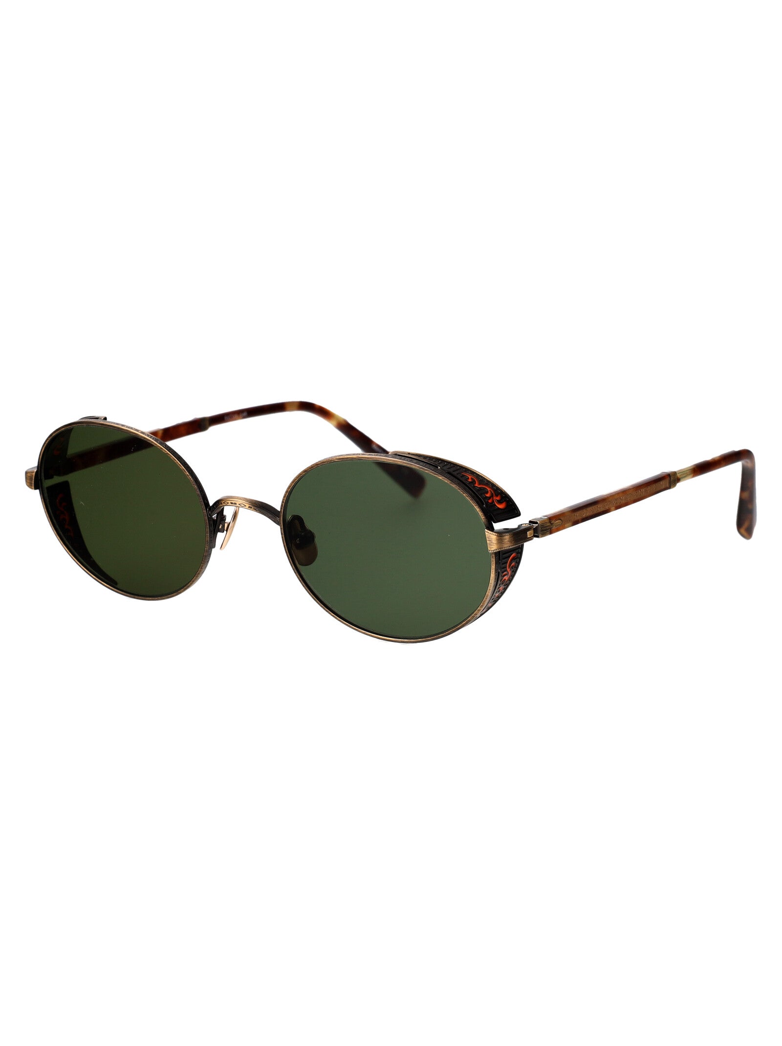 Matsuda Antique Gold Orange Brown Titanium Sunglasses In Gray