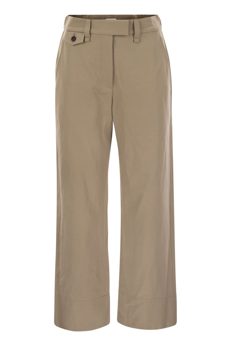 Brunello Cucinelli Chino Crop Trousers In Cotton And Linen Cover-up With Moniline